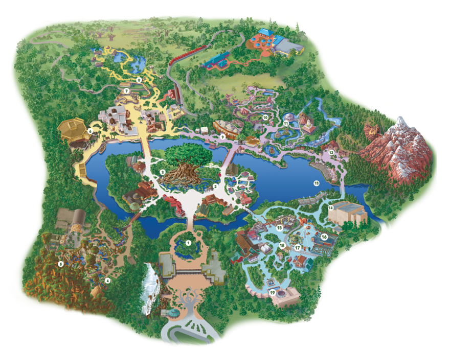 Map of Disney World Animal Kingdom Attractions